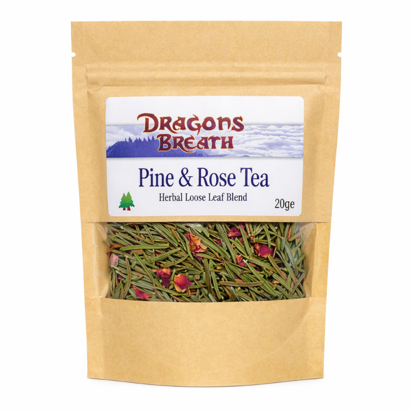 Dragons Breath Pine & Rose Tea 20g – Hand-Foraged, Caffeine-Free | Made in Wales